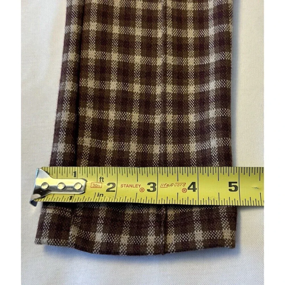 FREE PEOPLE Brown Motif Checkered Pants Women 2 Straight Slim Leg High Rise Soft